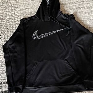 Nike Black Hoodie with Patterned Swoosh